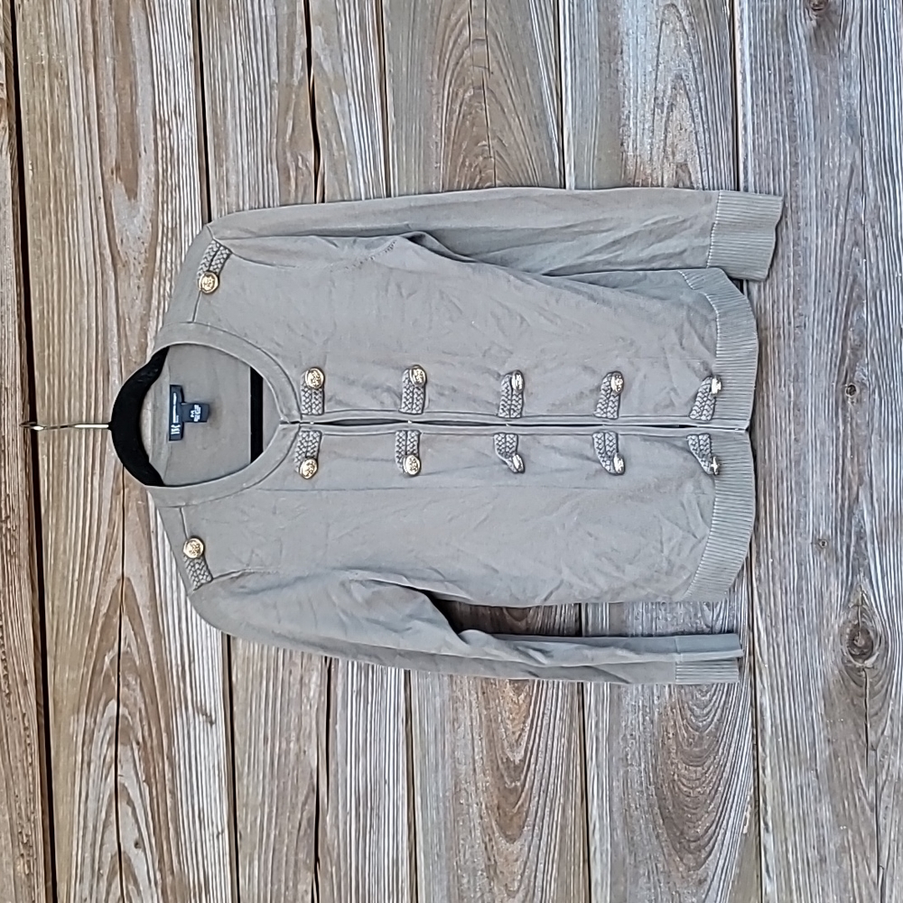 Army Green Cardigan with Gold Buttons